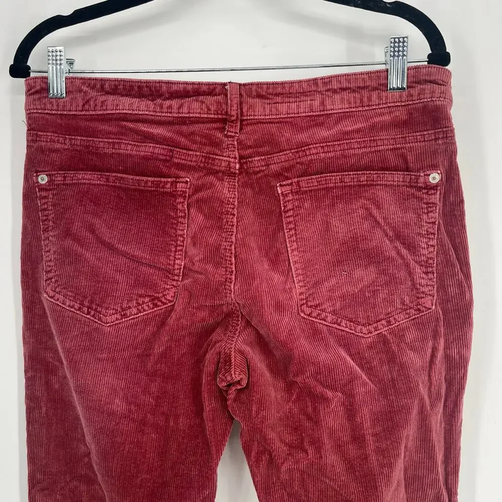 Pilcro The Icon Flare Corduroy Pants Womens 30 Burgundy Boho Low Rise